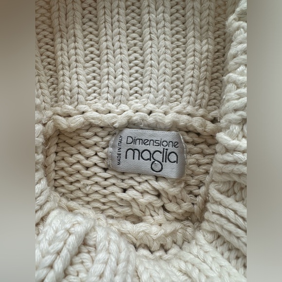 Dimensione One Beige Cableknit Sweater Size Medium Made in Italia - Picture 4 of 8